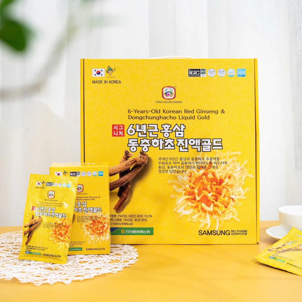 nước hồng sâm đông trùng hạ thảo hàn quốc hộp 30 gói